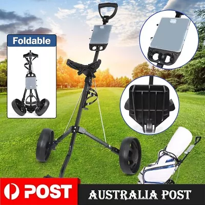 2 Removable Wheels Golf Buggy Trolley Cart Push Pull Foldable Golf Accessories • $88.99