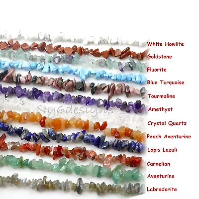 $5.99 • Buy Natural Gemstone Chips Nugget Freeform Loose Bead 32  Chip Necklace Bracelet USA