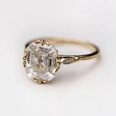 3Ct Asscher Cut Lab-Created Diamond Engagement Wedding 14k Gold Finish Ring • $71