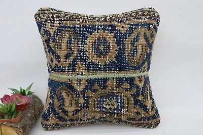 Boho Pillow Sham Cover Vintage Kilim Throw Pillow 12 X12  Blue Cushion • $9