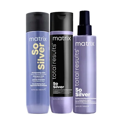 £51.59 • Buy Matrix Total Results So Silver Shampoo 300ml Conditioner 300ml Spray 200ml