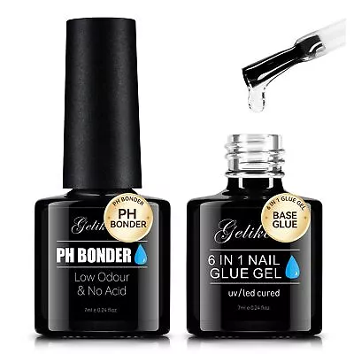 6 In 1 Nail Gel Glue Base Gel And Nail Prep PH Bonder Dehydrator Nail Kit 2PC... • $17.49