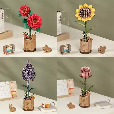 Wooden Puzzle 3D Flower Model Building Kit  Self Assemble DIY • £9.50