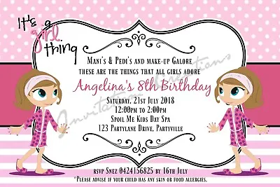 DIY Print Custom GIRL PAMPER PARTY MAKEUP SPA DAY Birthday Party Invitations • £6.20