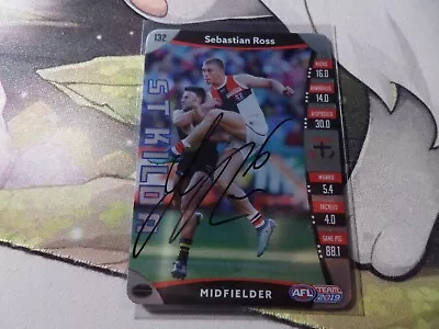 2019 AFL TEAMCOACH BASE ST KILDA Sebastian Ross #132 CARD HAND Signed C1 • $5