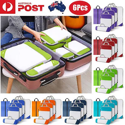 $9.59 • Buy 6pcs Packing Cubes Luggage Storage Organiser Travel Compression Suitcase Bags