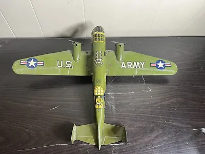 Vintage 1950s Marx Tin Litho Windup US Army WW2 Bomber Plane #6 • $114.99