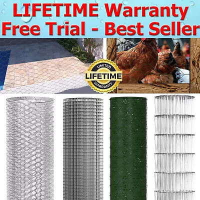 2024 PVC Coated Chicken Wire Rabbit Mesh Green Fencing Aviary Fence 50M New AAA • £7.70