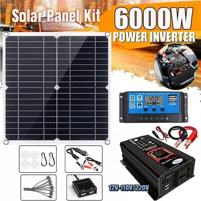 6000W Complete Solar Panel Kit Solar Power Generator 100A Home 110V Grid System • £36.08