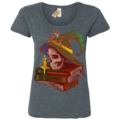 $18.01 • Buy Death's Night T-Shirt Skull Spell Book Wizard Magic Womens Ladies Scoop