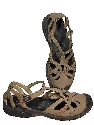 JBU By Jambu Ladies GAIL ENCORE Flat Memory Foam Shoes 8.5M Brown Vegan Sandals • $19.95