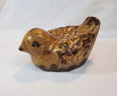 Vintage Ceramic Brown Glazed Bird Figurine Small Unmarked Rustic Decor • $10.95