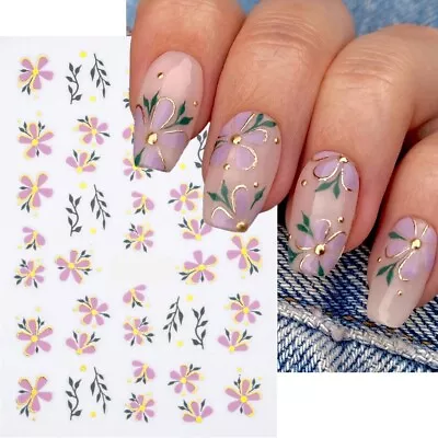 Nail Art Stickers Transfers Decals Spring Summer Flowers Floral Fern Daisy SJ48 • £2.45
