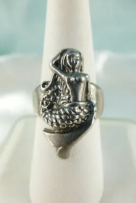 Vintage Mermaid Cuff Ring Pewter Size 7 Fashion Cocktail FUN To Wear RING • $10