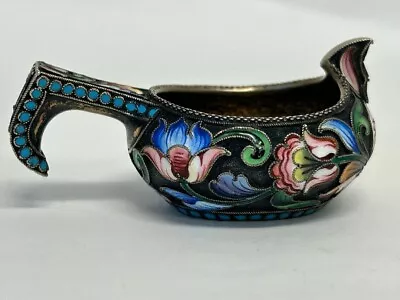 Antique Russian Silver 84 Enamel Kovsh By Maria Semenova Length Is 7cm • $1800