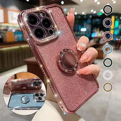 $12.69 • Buy For IPhone 14 Pro Max 13 12 11 XS XR 8 7 Plus Plating TPU Bling Stand Case Cover