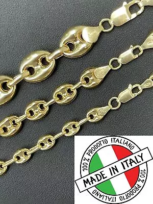 14k Gold Plated 925 Silver Puffed Mariner Link Chain Necklace Bracelet 6-12mm • $87.82