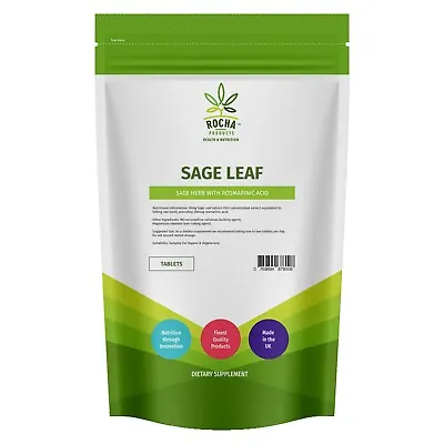 Sage Leaf 500mg Tablets (60 Pack) Menopause Hot Sweats Flushes Vegan Pills UK  • £4.99