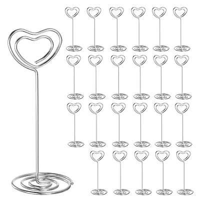 24pcs Table Number Holders 85mm Tall 33mm Base Width Heart Silver Tone • £13.05