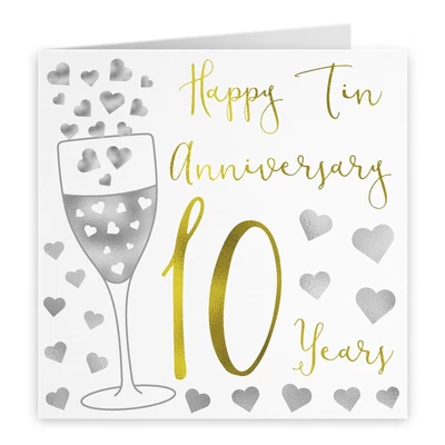 £4.25 • Buy 10th Anniversary Card Silver Hearts - 10 Years - For Couples, Husband, Wife