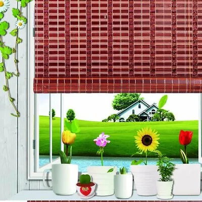 Asian Home Natural Bamboo Roll Up Window Blind Sun Shade Burgundy WB-SUN319... • $25.19