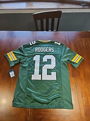 Green Bay Packers Jersey Mens Medium Green Yellow Aaron Rodgers Nike NFL 1621 • $17.60