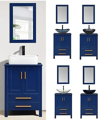 24'' Bathroom Vanity Cabinet 2 Drawers With Vessel Sink Mirror Free Standing • $289.98