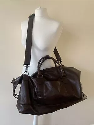 Marks And Spencer Mens Hold All Overnight Brown Real Leather Large Bag • £39.99