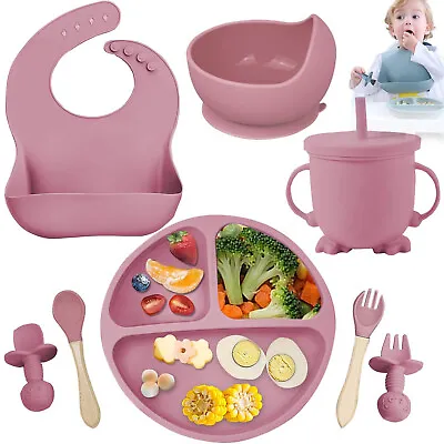 8PCS Baby Led Weaning Supplies Silicone Baby Self Feeding Set Eating Utensils • £14.89