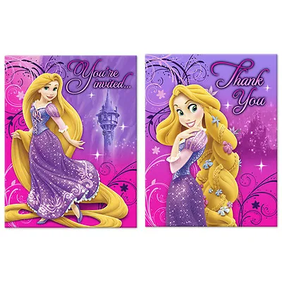 Disney Tangled Sparkle Birthday Party Supplies Invitations And Thank You Cards • £5.20