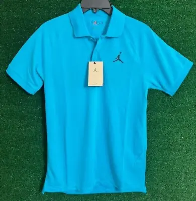 Men Nike Air Jordan Golf Dri-Fit Golf Blue Polo Shirt Sport DZ0540-485 Sz S • $59