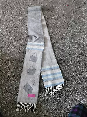 Radley 100% Lambswool Scarf Shawl Wrap Grey/Blue/white 14cm X 175cm Plus Fringes • £11.99