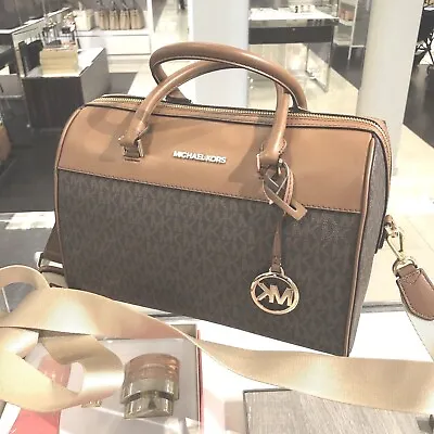 MICHAEL KORS Womens Medium Duffel Satchel Bag Handbag Purse Crossbody Shoulder • $167.50