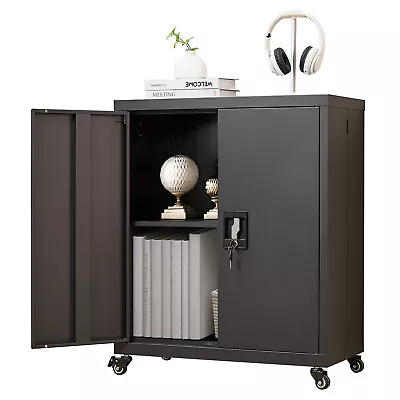 Metal Storage Cabinet With Wheels Locking Cabinet With Adjustable Shelf • $89.99