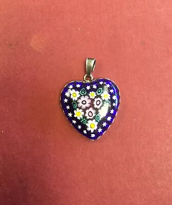 Beautiful Millefiori Glass Pendant Set In Sterling Silver • $12.95