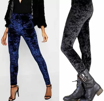 Plush Crushed Velvet Warm Ankle Length Leggings Stretchy Solid Colors Thick Soft • $7.49