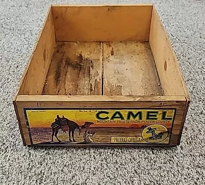 Vintage Blue Anchor Camel Mountain Wooden Fruit Box Crate California 17.5”x12” • $29.99