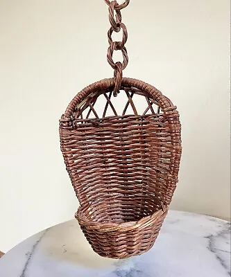 £33.07 • Buy Vintage Mini Wicker Woven Chair Hanging Doll Plant Basket Boho Egg Decor 8”