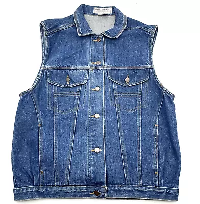 Vintage 80s Stanley Morgan Button Down Medium Wash Denim Vest Men's Size M • $24