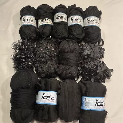 ICE Yarns Lot Black (13) Rolls Lamba Flamenco /acrylic Polyester New And Used • $12