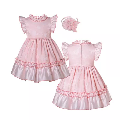 Girls Jacquard Dresses 2 3 4 5 6-7 8-9 Years 10 11-12 Pink Summer Holiday Dress • £31.84