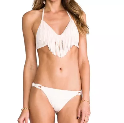 L* Space Fringe Audrey Halter Triangle Top & Taboo Macrame Bikini Bottom Shell • $99.99