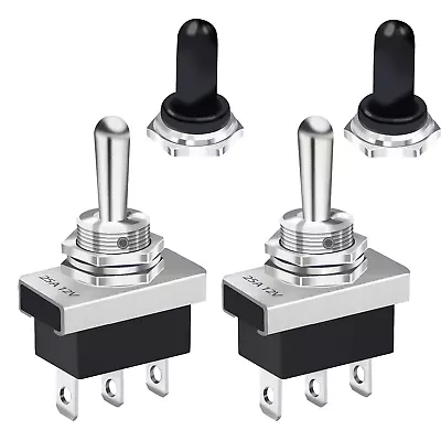 2PCS Momentary Toggle Switch 12V 25A SPDT (On)-Off-(On) 3Pin 3 Position With Upg • $16.24