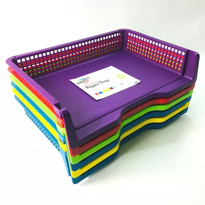 A4 Paper Tray Office Desk Tidy Filing Document Storage File Letter Rack Set Of 3 • £13.49