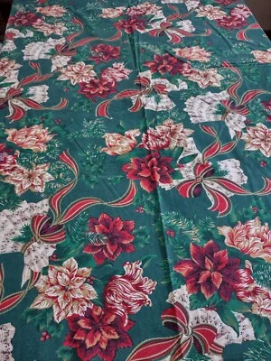$15 • Buy Vintage Christmas Tablecloth Musical Notes Flowers