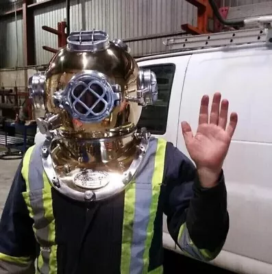 Full Size Antique US Navy Brass Divers Diving Helmet Mark V Deep Sea Scuba Gift • $224.80