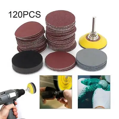 £5.29 • Buy 50MM 120PCS Sanding Discs Pad Kit For Drill Grinder Rotary Tools + Backing Pad