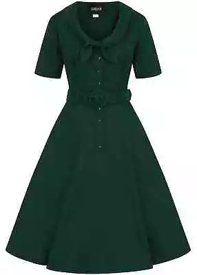 Ladies Collectif Green Anna Harrad Swing Dress Size 8 • £19.99