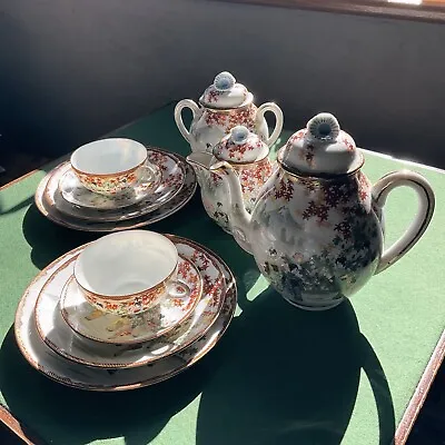Japanese? Geisha Tea Set Bone China Of 2 Cups Teapot Milk Jug Sugar Pot Vintage • £31