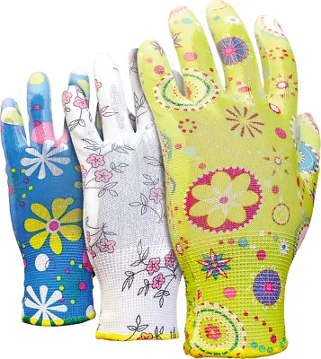 Ladies Deluxe Gardening Work Gloves (3 Pairs) Gift For Women Gardeners • £8.99